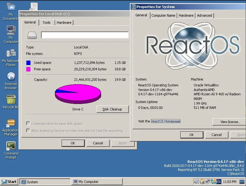 A ReactOS már NTFS fájlrendszerre is telepíthető